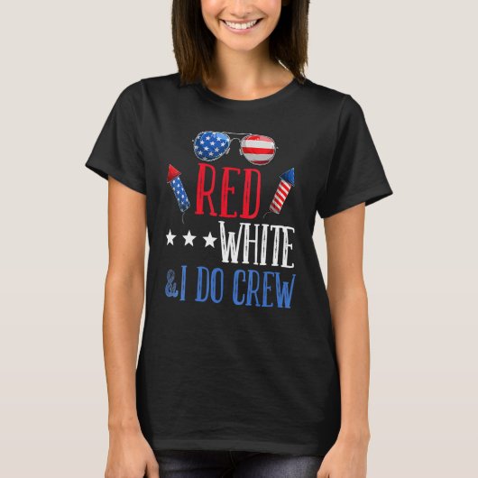 Womens Red White & I Do Crew 4th of July Bachelore Tシャツ (正面)