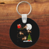 Womens Reindeer Santa Sleigh Flying Funny Magical キーホルダー (正面)