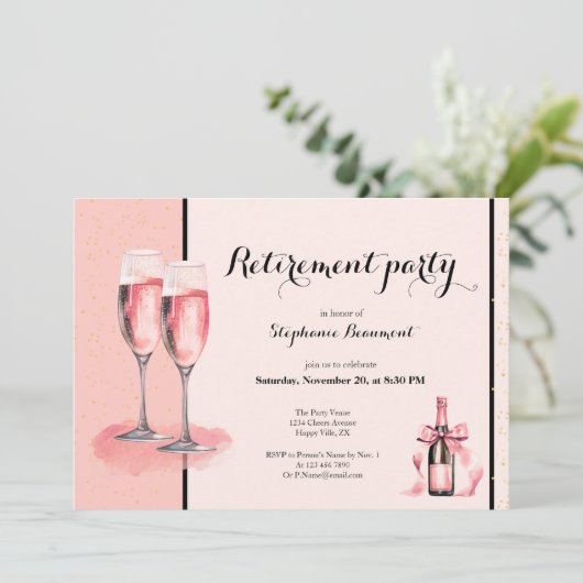 Women's Retirement Pink Cream Champagne  招待状 (スタンド正面)