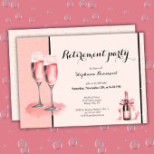 Women's Retirement Pink Cream Champagne 招待状