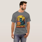 Womens Retro Black Cat Spooky Cute Art Summerween  Tシャツ (正面フル)