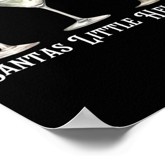 Womens Retro Funny Santa's Little Helper Martini M ポスター (角)