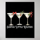 Womens Retro Funny Santa's Little Helper Martini M ポスター (正面)