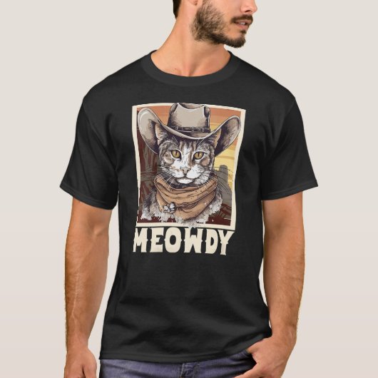 Womens Retro Meowdy Cat funny Howdy Meme Western C Tシャツ (正面)
