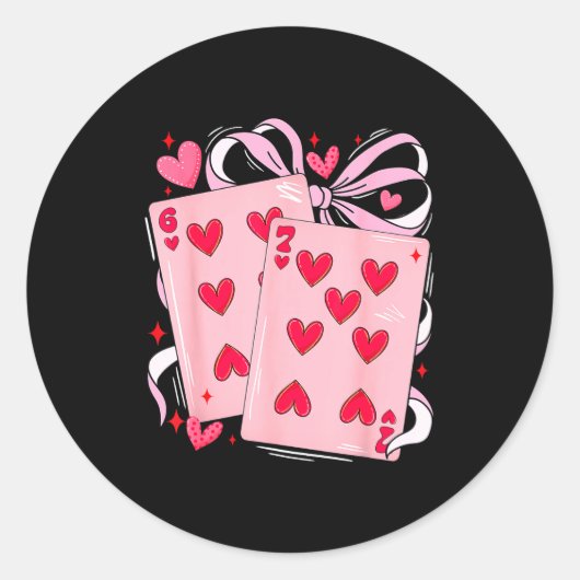 Womens Retro Six Seven 67 Meme Valentines Day Play ラウンドシール (正面)