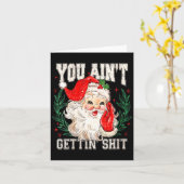 Womens Retro You Ain't Getting Funny Santa Face Ch カード (黄色い花)