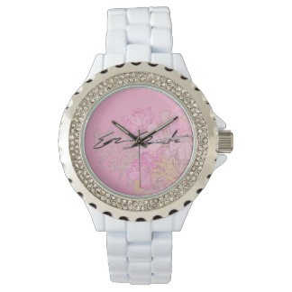 Women's Rhinestone White Enamel Watch 腕時計