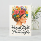 Women's Rights are Human Rights Floral Empowerment サンキューカード (スタンド正面)