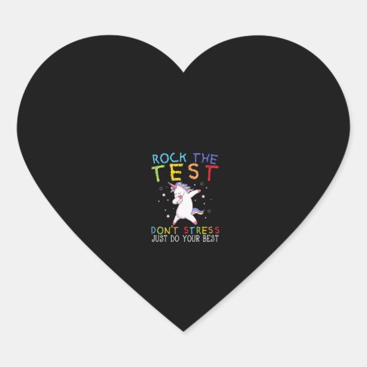 Womens Rock The Test Funny School Professor Teache ハートシール (正面)
