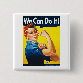 Women's Rosy the Riveter T Shirt – 私たちはそれを行うことができる 缶バッジ