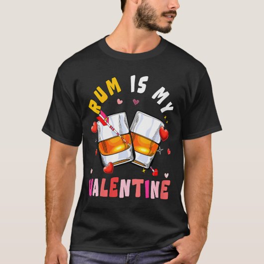 Women's Rum Is My Valentine Hearts Matching Drinke Tシャツ (正面)