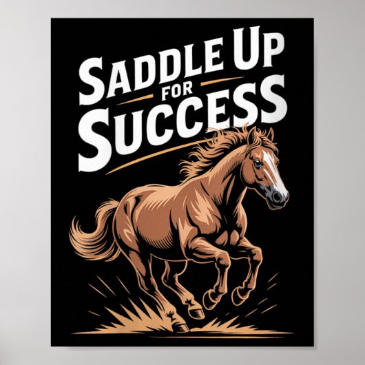 Womens Saddle Up For Success Motivational Horse Ri ポスター (正面)