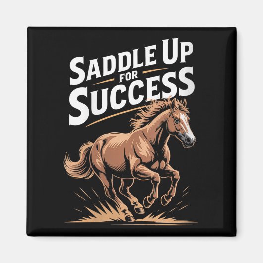 Womens Saddle Up For Success Motivational Horse Ri マグネット (正面)
