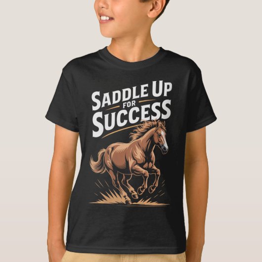 Womens Saddle Up For Success Motivational Horse Ri Tシャツ (正面)