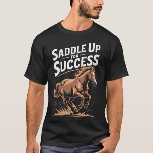 Womens Saddle Up For Success Motivational Horse Ri Tシャツ (正面)