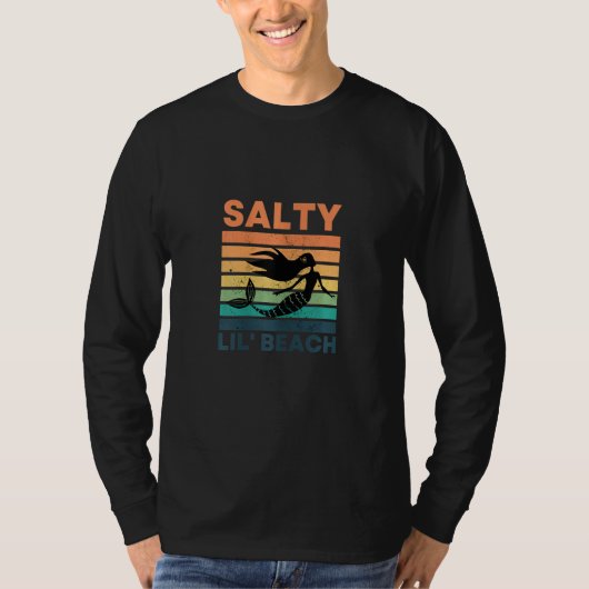 Womens Salty Lil' Beach   Retro Little Mermaid     Tシャツ (正面)