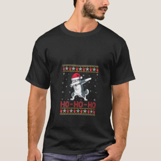 Womens Santa Hat Dabbing Siberian Husky Dog Ho Ho  Tシャツ