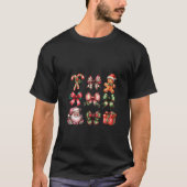 Womens Santa HO HO HO Snowman Gingerbread Candy Ca Tシャツ (正面)