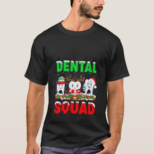 Womens Santa Reindeer Elf Teeth Dental Squad Denti Tシャツ (正面)