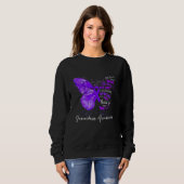 Womens Sarcoidosis Awareness Purple Ribbon Butterf スウェットシャツ (正面フル)