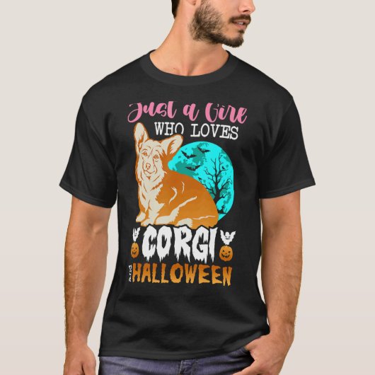 Womens Scary Halloween dog corgi holder Tシャツ (正面)