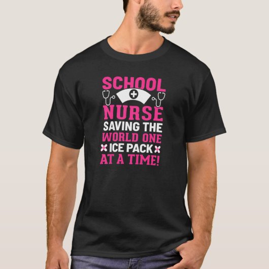 Womens School Nurse Saving The World One Ice Pack  Tシャツ (正面)