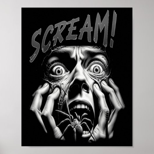 Womens Scream Horror Face Sder Terror Creepy Arach ポスター (正面)