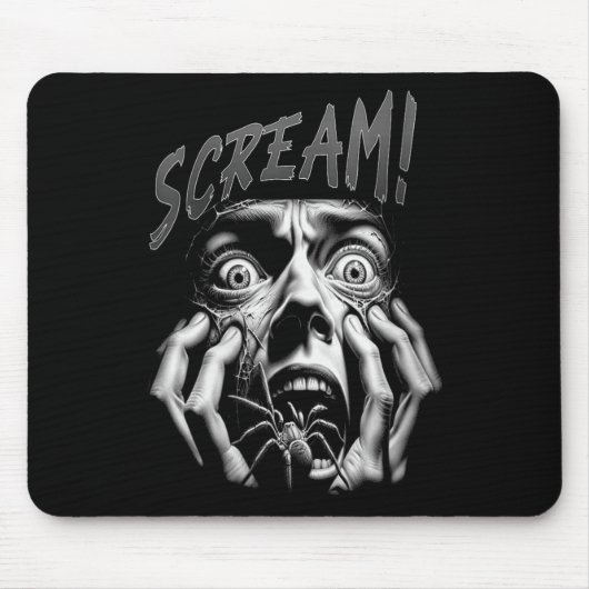 Womens Scream Horror Face Sder Terror Creepy Arach マウスパッド (正面)
