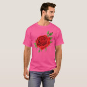 Womens Single Red Roses Flower Of Cute Red Roses F Tシャツ (正面フル)