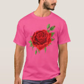 Womens Single Red Roses Flower Of Cute Red Roses F Tシャツ (正面)