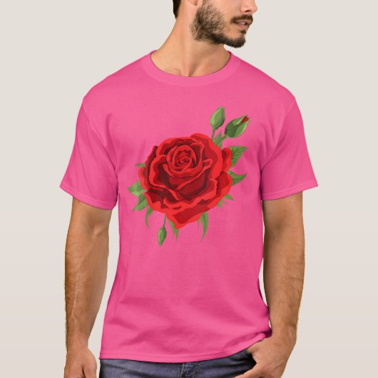 Womens Single Red Roses Flower Of Cute Red Roses F Tシャツ (正面)