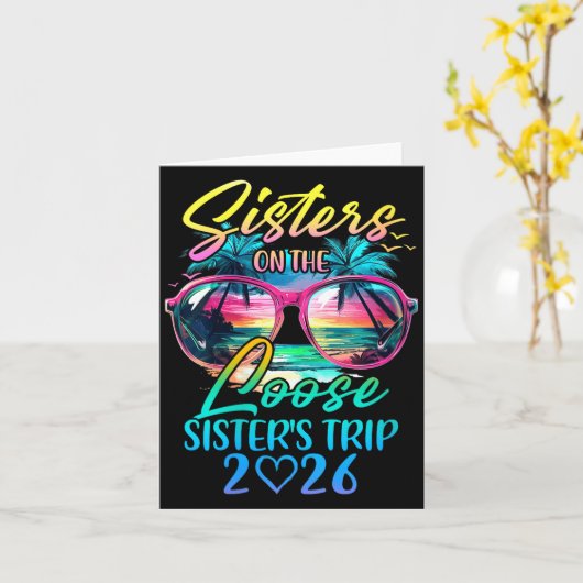Womens Sisters On The Loose Sisters Trip 2026 Funn カード (黄色い花)
