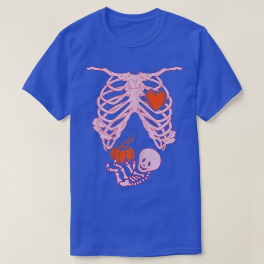 Womens Skeleton Baby Pregnant Xray Rib Cage for Fa Tシャツ (デザイン正面)