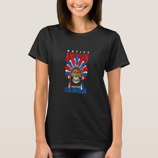 Womens Skull Black women feather headdress hat USA Tシャツ (正面)
