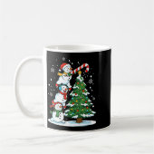 Womens Snowman Candy Cane Christmas Tree Winter Fu コーヒーマグカップ (左)