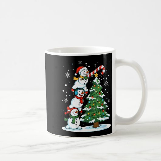 Womens Snowman Candy Cane Christmas Tree Winter Fu コーヒーマグカップ (右)