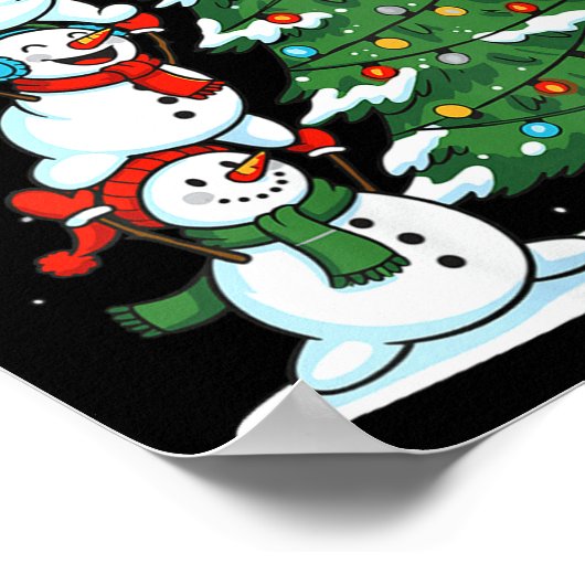 Womens Snowman Candy Cane Christmas Tree Winter Fu ポスター (角)