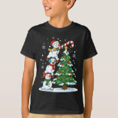Womens Snowman Candy Cane Christmas Tree Winter Fu Tシャツ (正面)
