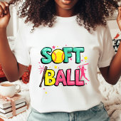 Women's Softball Mom Player Tee Colorful Bubble Tシャツ