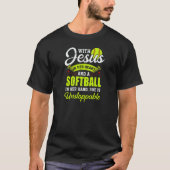Womens Softball With Jesus And A Softball She Is U Tシャツ (正面)