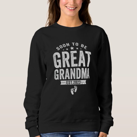 Womens Soon to be Great Grandma 2023 Mothers Day F スウェットシャツ (正面)