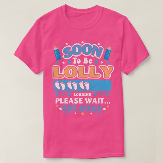 Womens Soon To Be Lolly Grandma Loading EST 2022 F Tシャツ (デザイン正面)