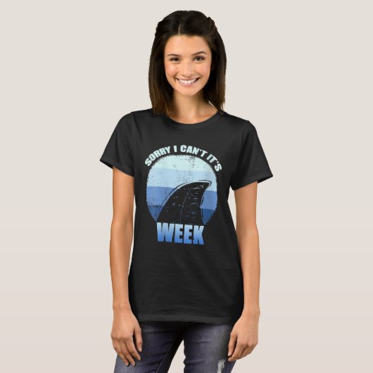 Womens Sorry I Can't It's Week Funny Shark Gift V- Tシャツ (正面フル)