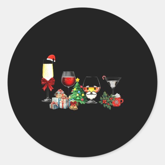 Womens Spellbind Wine Gl Of Santa Claus Gift Chris ラウンドシール (正面)