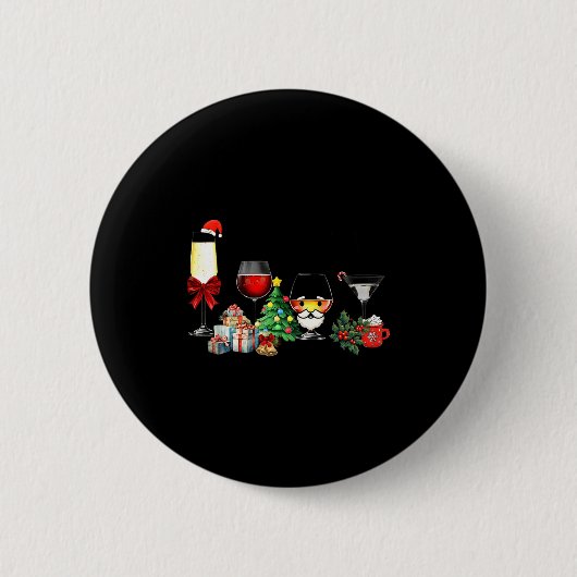 Womens Spellbind Wine Gl Of Santa Claus Gift Chris 缶バッジ (正面)