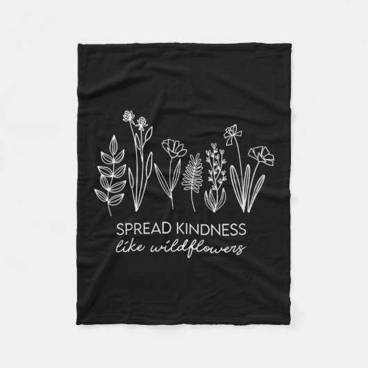 Womens Spread Kindness Like Wildflowers Insrationa フリースブランケット (正面)