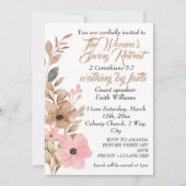 Women's Spring Retreat Pink Floral Boho Christian  招待状 (正面)