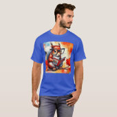 Womens Squirrel Reading Comic Book On Autumn Branc Tシャツ (正面フル)