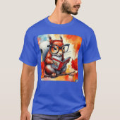 Womens Squirrel Reading Comic Book On Autumn Branc Tシャツ (正面)