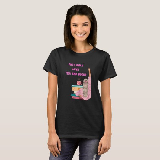Womens Strong Girl - Funny Book & Tea Lover Tシャツ (正面フル)